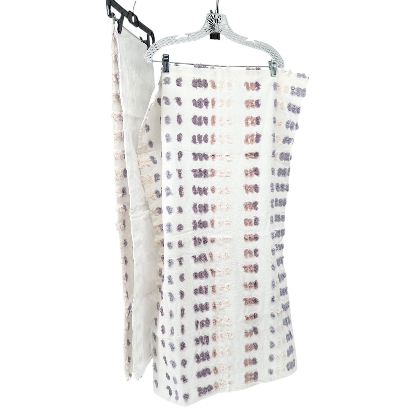 Set Of 2 Cotton Pillow Shams King Size 20x36 White w Purple Pink Tufted Design