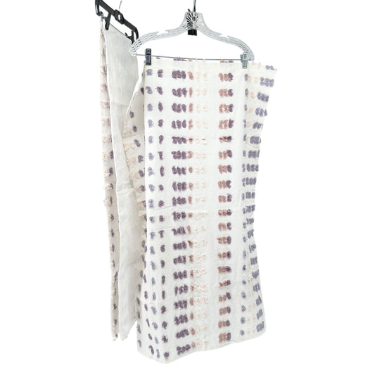 Set Of 2 Cotton Pillow Shams King Size 20x36 White w Purple Pink Tufted Design