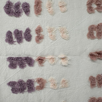 Set Of 2 Cotton Pillow Shams King Size 20x36 White w Purple Pink Tufted Design