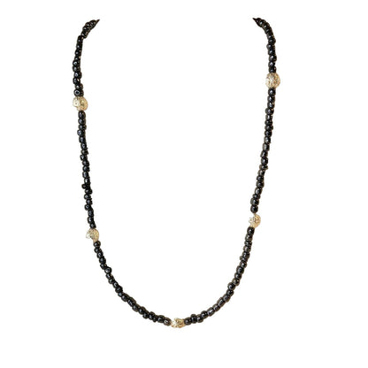 Handcrafted Beaded Necklace Pewter Colored Beads with Silver Accent Beads NEW
