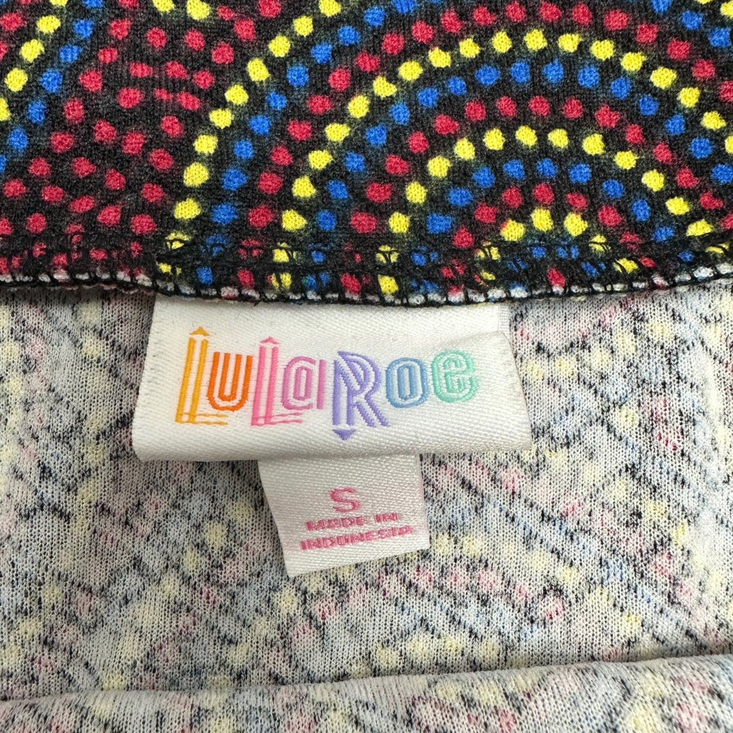 LuLaRoe Cassie Skirt Womens S Black with Red Blue Yellow Dotted Circles NEW