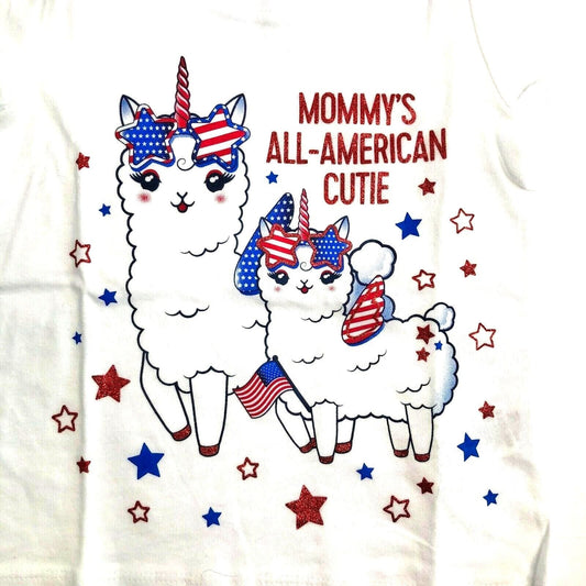 The Children's Place Mommy's All-American Cutie Tee 2T Llamacorn Patriotic NWT