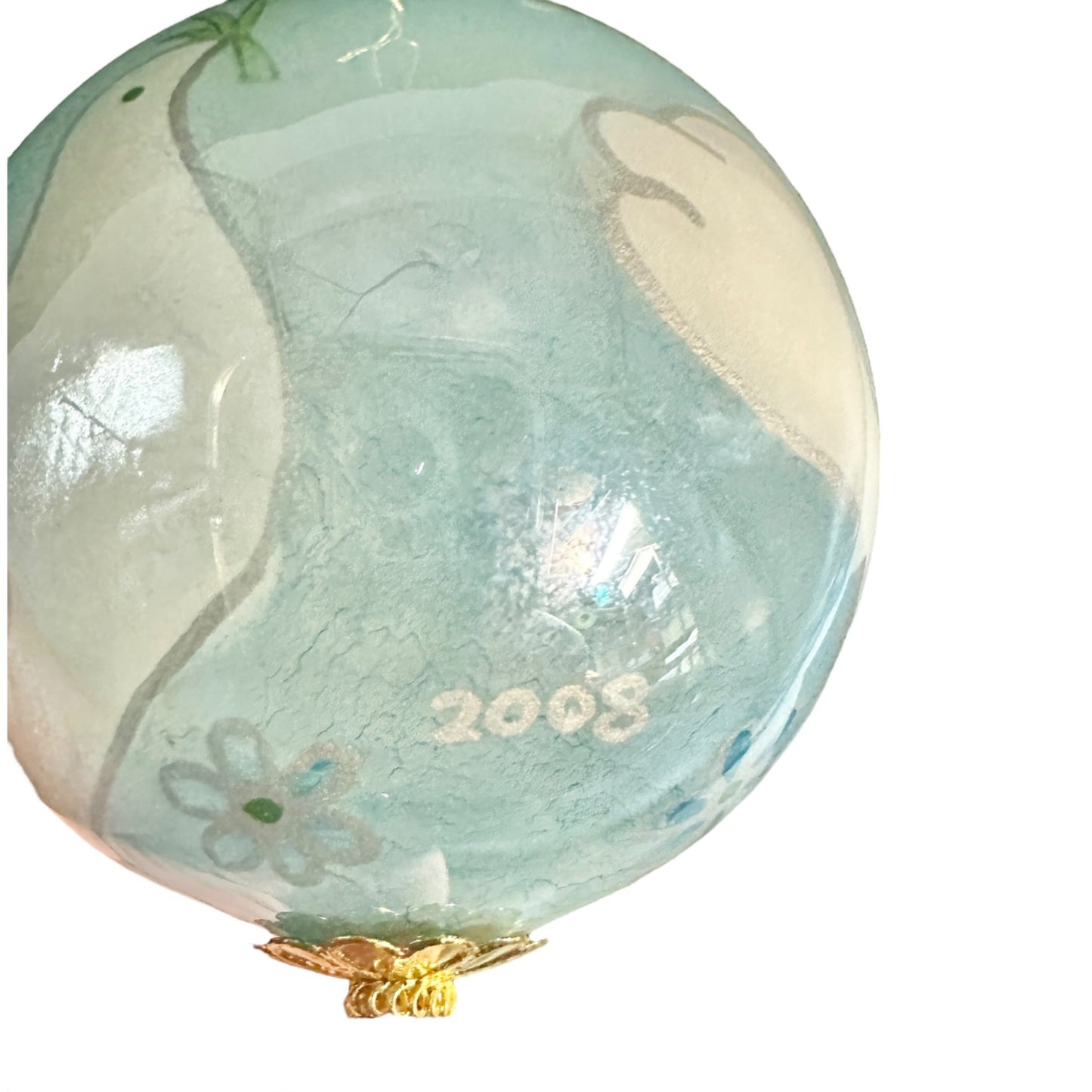 Pier 1 Doves Ornament Glass Hand Painted Peace 2008 3in with Gift Box