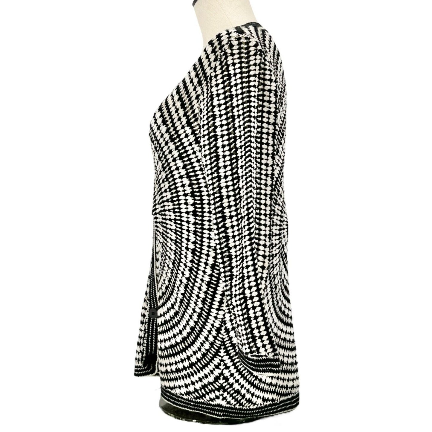 Nicole Miller Cardigan Sweater Womens Large Black and White Button Down LS