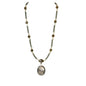 Handcrafted Beaded Necklace Blue Stone Pendant with Beads Gorgeous Jewelry NEW