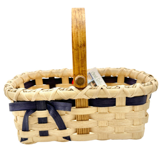 Handmade Basket Cookies for Two with Blue Accent Moveable Wooden Handle Small