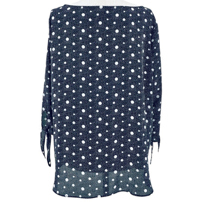 Talbots Plus Top Womens 2X Black White Polka Dot 3/4 Tie Sleeves EUC