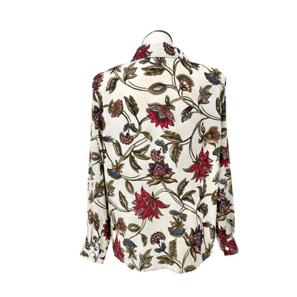 Alfred Dunner Shirt Womens 16W Floral-Print Button-Down LS Polyester Multicolor