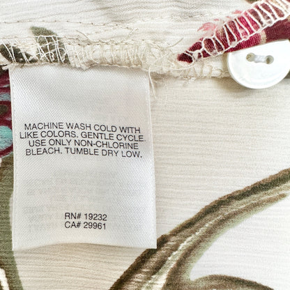 Alfred Dunner Shirt Womens 16W Floral-Print Button-Down LS Polyester Multicolor