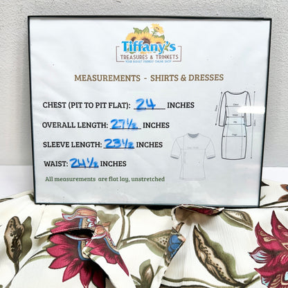 Alfred Dunner Shirt Womens 16W Floral-Print Button-Down LS Polyester Multicolor