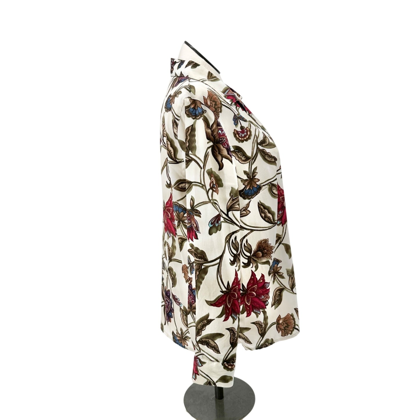 Alfred Dunner Shirt Womens 16W Floral-Print Button-Down LS Polyester Multicolor