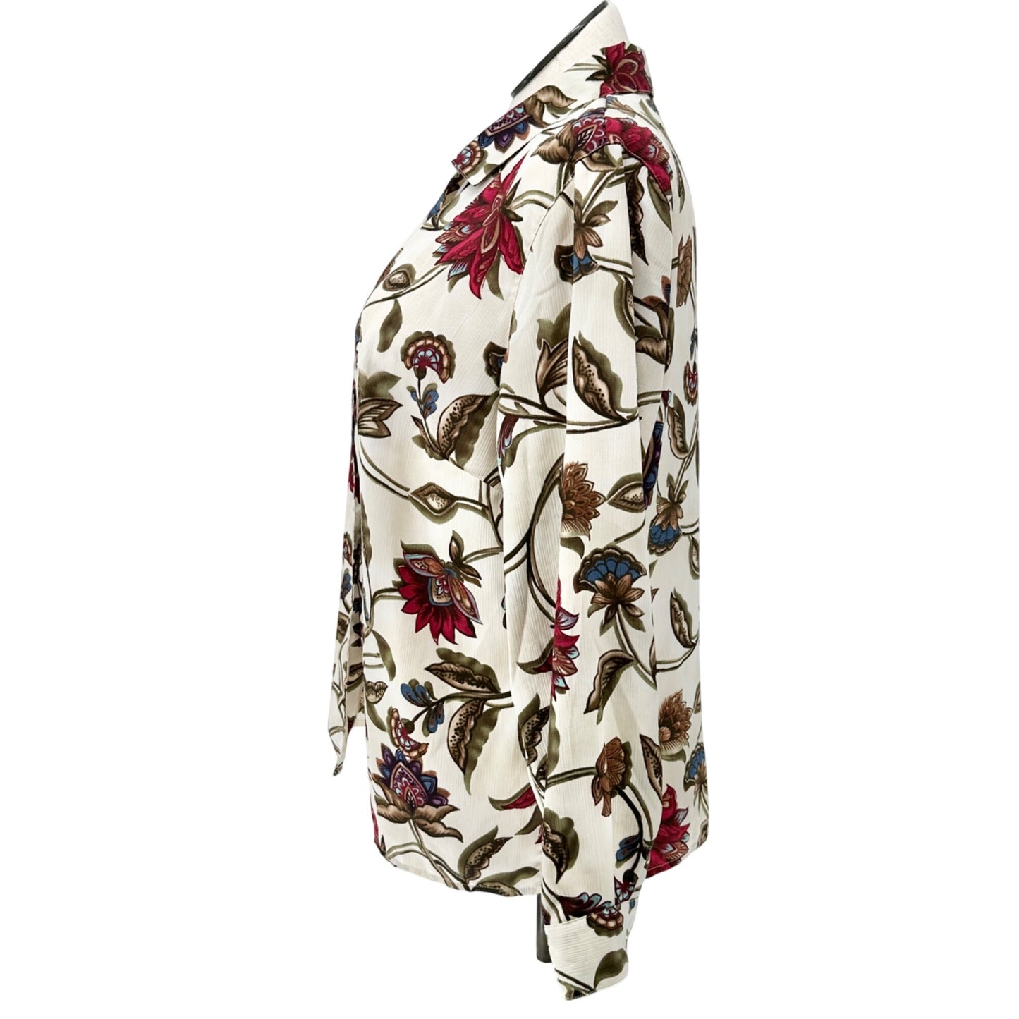 Alfred Dunner Shirt Womens 16W Floral-Print Button-Down LS Polyester Multicolor