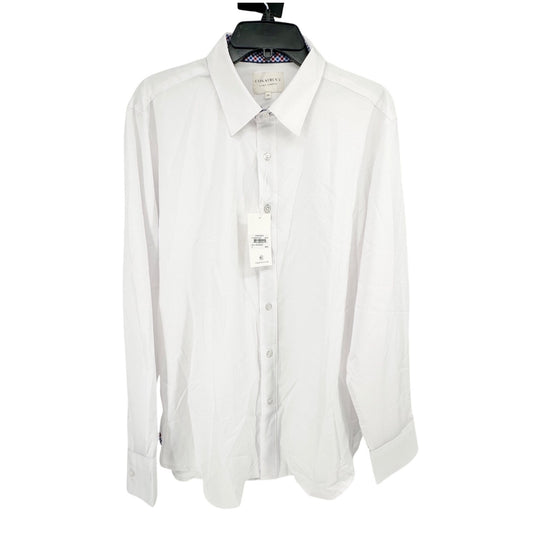Con.Struct Mens White Long Sleeve Dress Shirt XL 4-Way Stretch Wrinkle Resistant