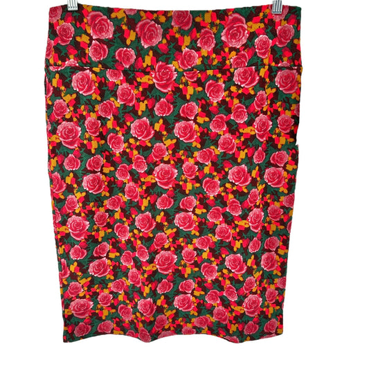 LuLaRoe Cassie Skirt Womens XL Red Green Yellow Floral Pattern NWT