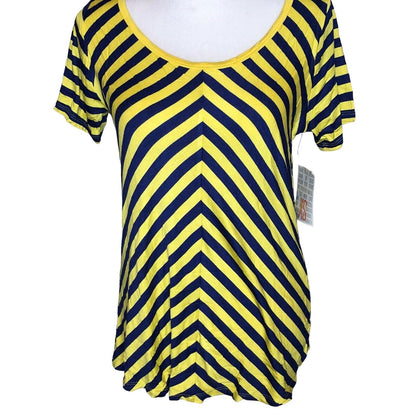 LuLaRoe Classic T Women's Extra Small Top Blue and Yellow Stripes NWT