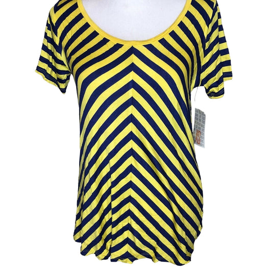 LuLaRoe Classic T Women's Extra Small Top Blue and Yellow Stripes NWT