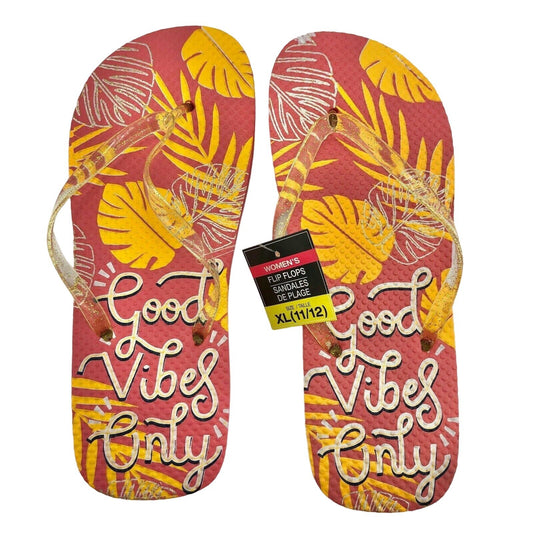 Flip Flops Good Vibes Only Womens XL (11-12) beach pool camping casual NWT