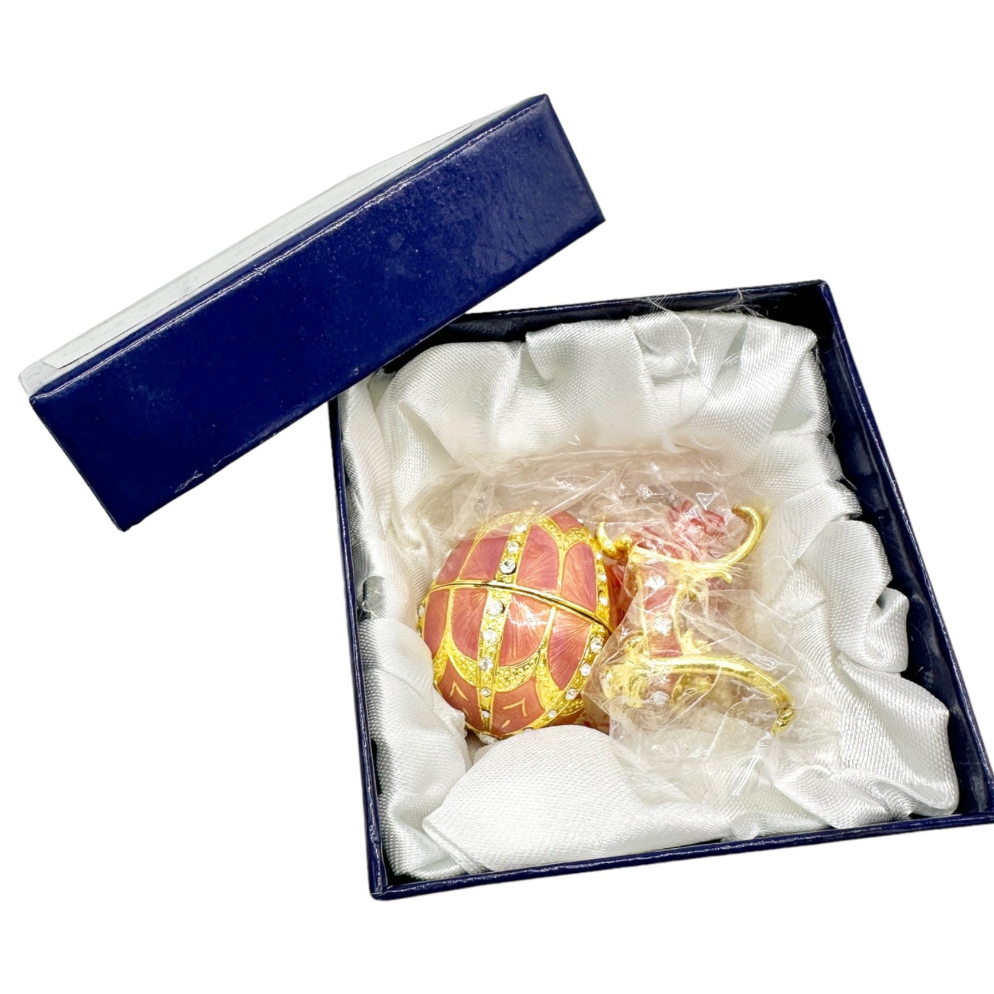 Hillwood Estate Enameled Egg Box with Stand 62664 Pink Austrian Crystals in Box