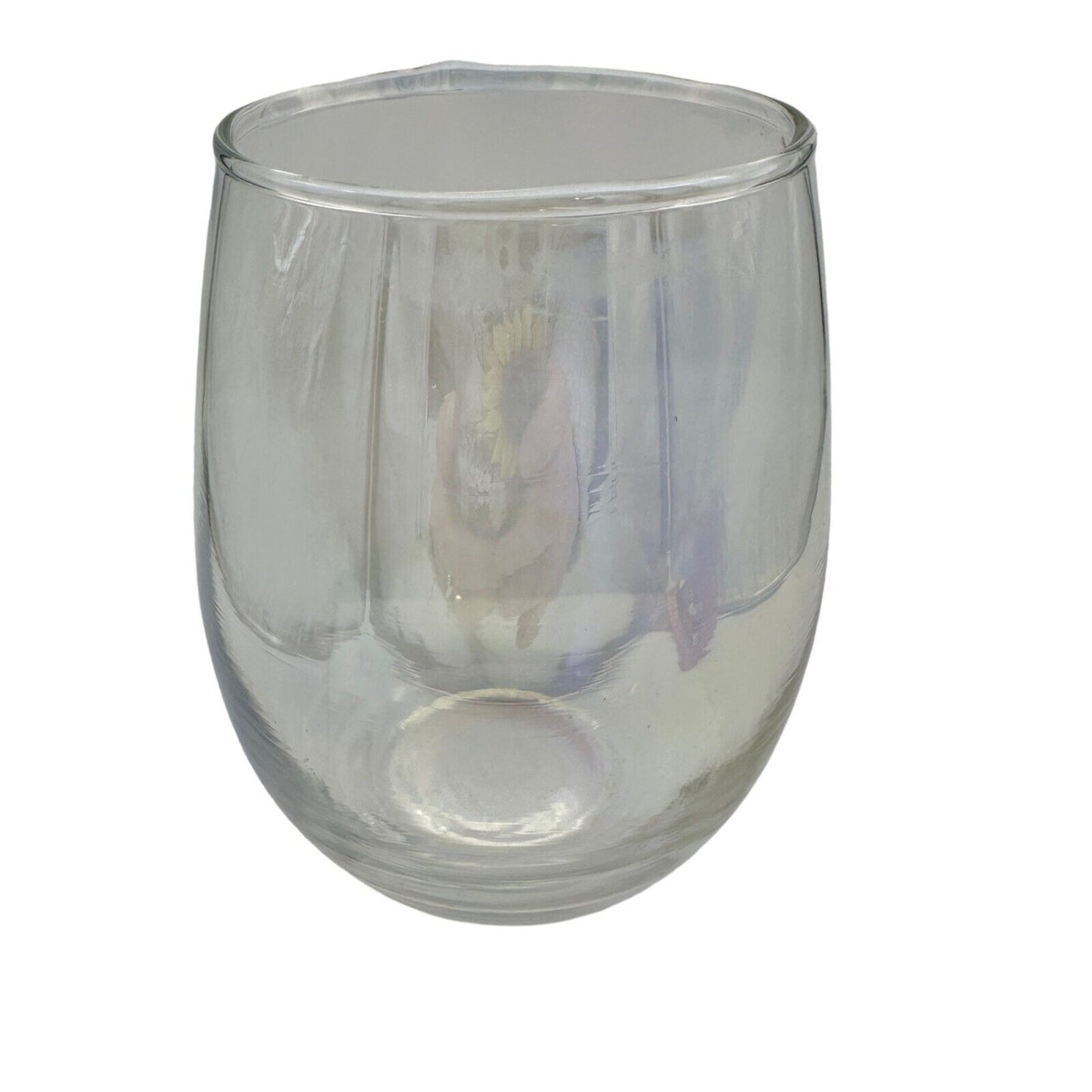 Wine Glass Stemless Clear Glass 16oz Capacity Slightly Iridescent