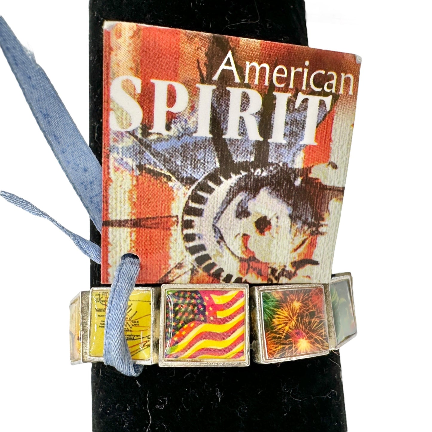 American Spirit Bracelet 7.5 inch Stretch Picture Tiles Patriotic NWT