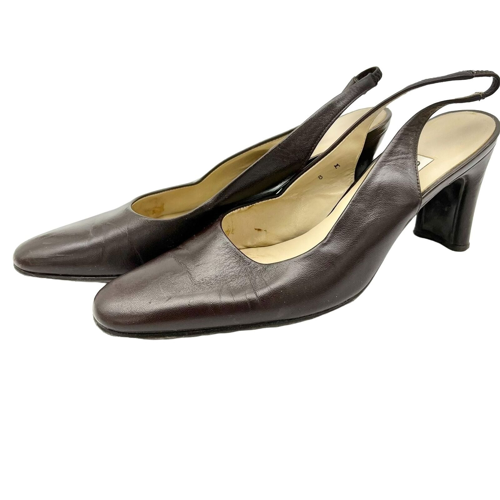 Etienne Aigner Slingbacks Pumps 8M Brown 3 inch Heel Classic