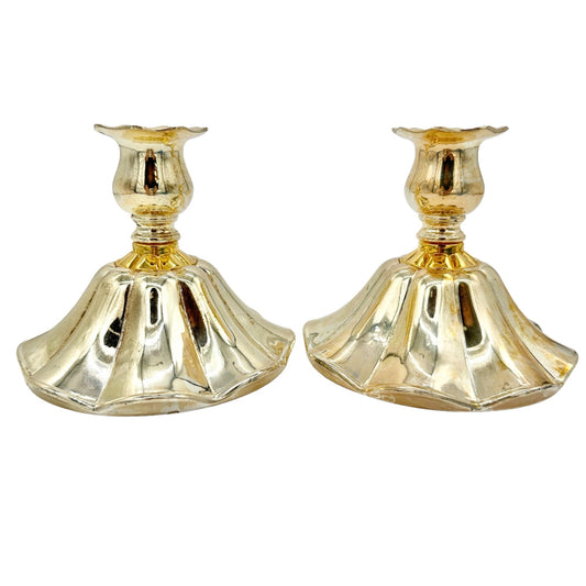 Set of 2 Vintage Taper Candle Holders 5.5 inch Goldtone