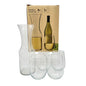 Stemless Carafe Set NIB 4 Glasses 17 Oz and 40.5 Oz Clear Glass Beverageware