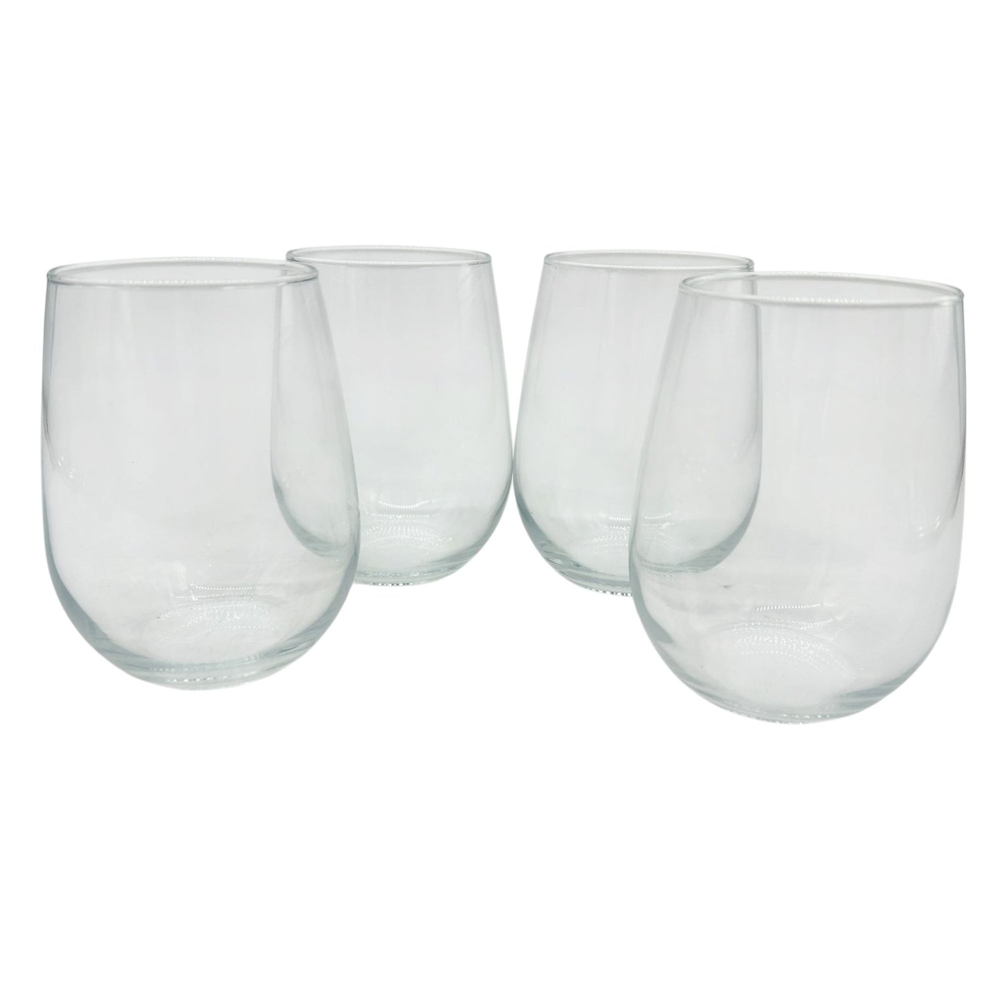 Stemless Carafe Set NIB 4 Glasses 17 Oz and 40.5 Oz Clear Glass Beverageware