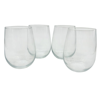 Stemless Carafe Set NIB 4 Glasses 17 Oz and 40.5 Oz Clear Glass Beverageware