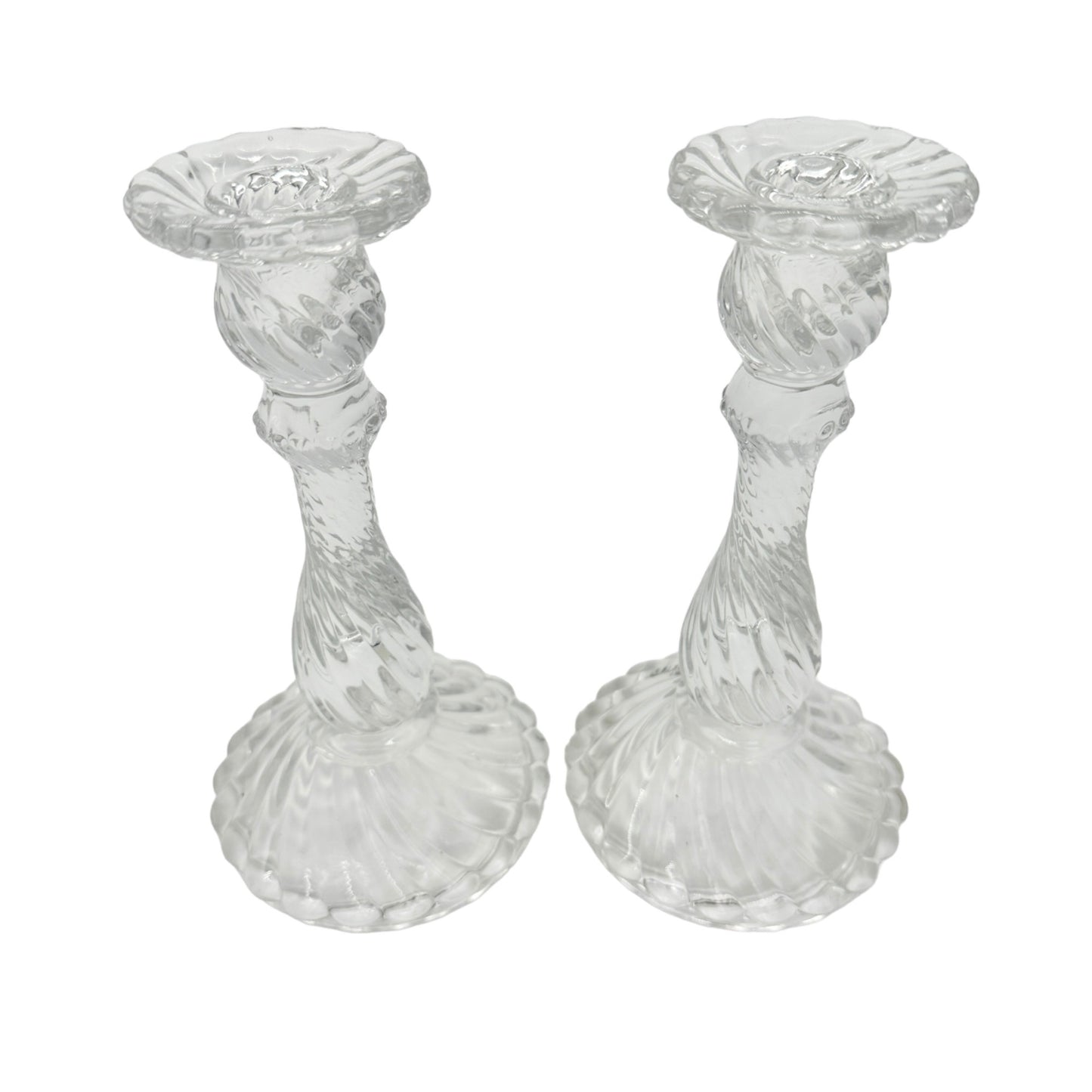 Two's Company Set of 2 Taper Candle Holders 8 inch Twisted Crystal EUC