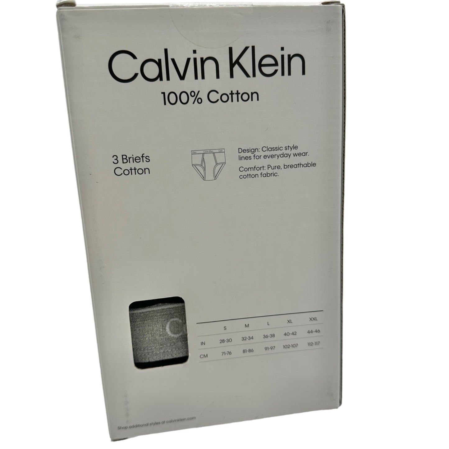 Calvin Klein Mens Briefs 2XL 3 Pack Cotton Classic Fit Black NIB