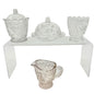 Rex Fancy Cut 4 Pc Childrens Table Set Clear EAPG Etched Glass Vtg Design 2.5"H