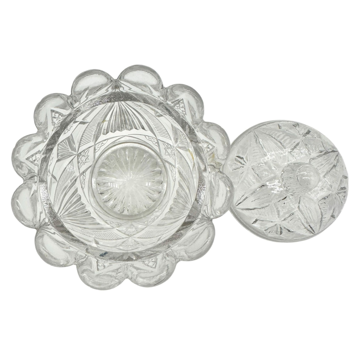Rex Fancy Cut 4 Pc Childrens Table Set Clear EAPG Etched Glass Vtg Design 2.5"H