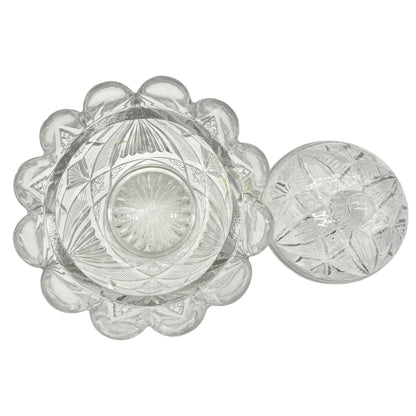 Rex Fancy Cut 4 Pc Childrens Table Set Clear EAPG Etched Glass Vtg Design 2.5"H