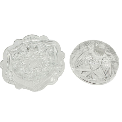 Rex Fancy Cut 4 Pc Childrens Table Set Clear EAPG Etched Glass Vtg Design 2.5"H