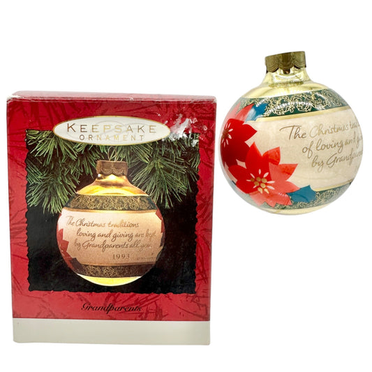 Hallmark Keepsake Ornament Grandparents Glass Ball 1993 Christmas Traditions