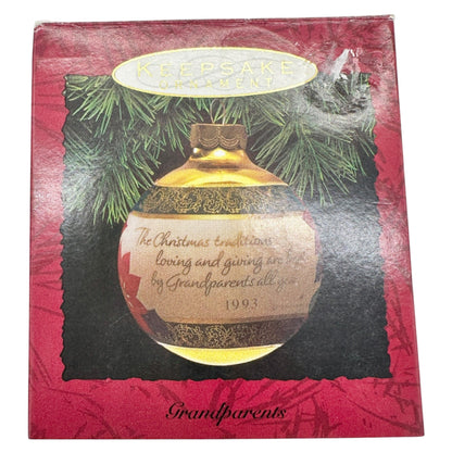 Hallmark Keepsake Ornament Grandparents Glass Ball 1993 Christmas Traditions