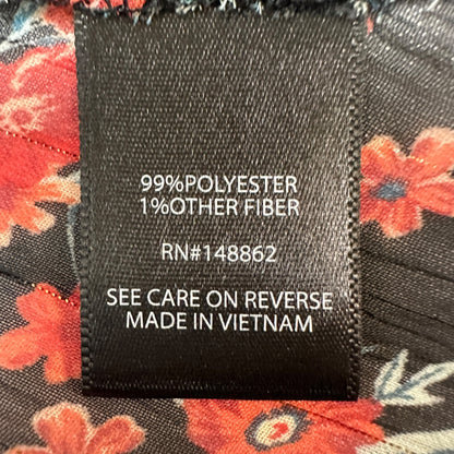 Torrid 3 Sheer Kimono Black Red Floral LS Crinkle Fabric Drawstring Waist 22-24