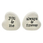 Salt and Pepper Shakers White Ceramic Hearts You & Me and Always & Forever Text