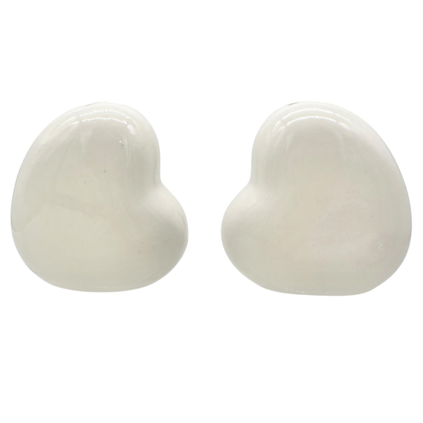 Salt and Pepper Shakers White Ceramic Hearts You & Me and Always & Forever Text