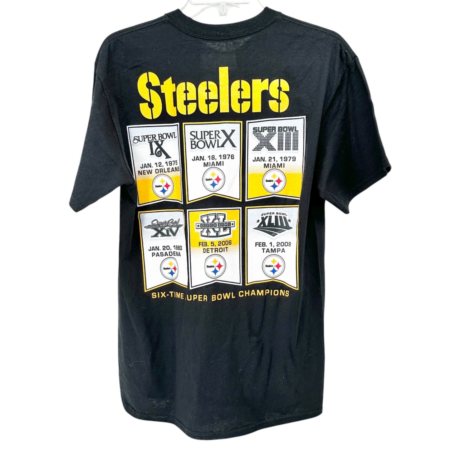 Pittsburgh Steelers Tshirt Size M Six-Time Super Bowl Champion Black NFL Apparel