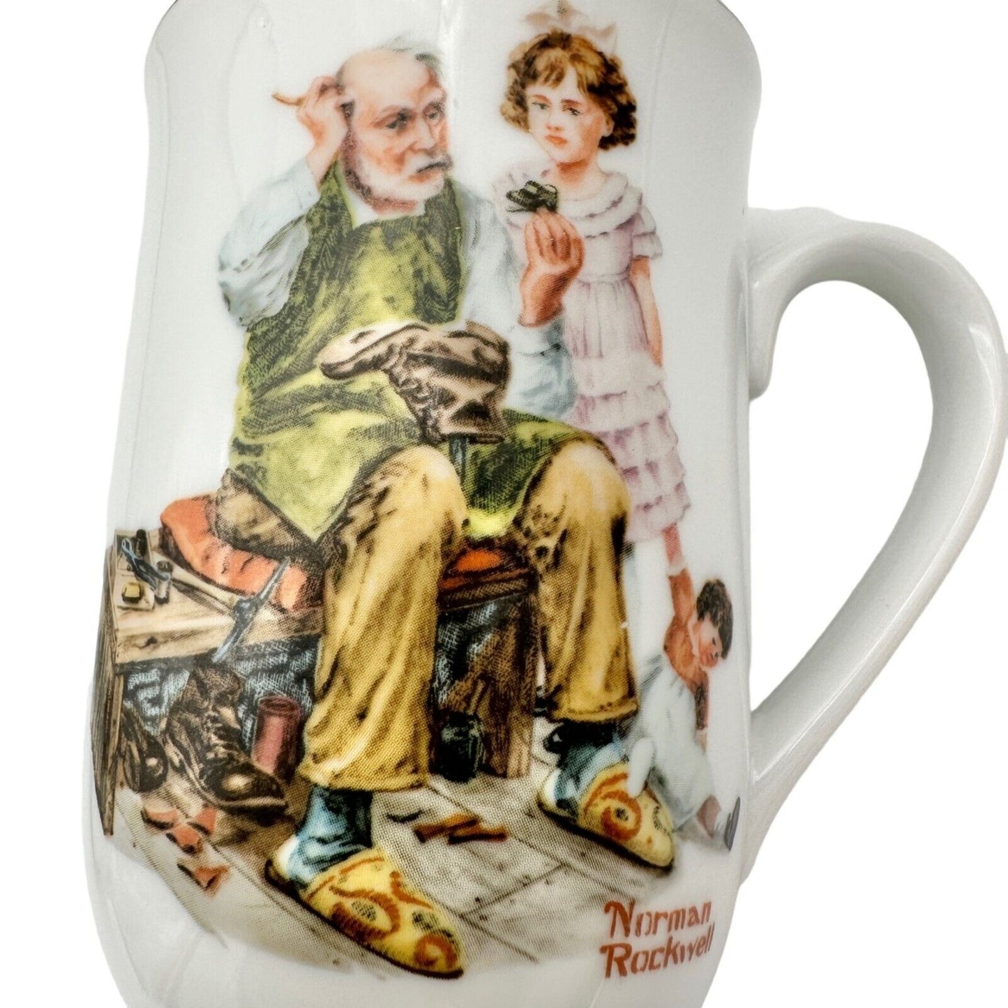 Norman Rockwell Museum Mugs Set 4 Toymaker LH Keepers Daughter Good Boy Cobbler