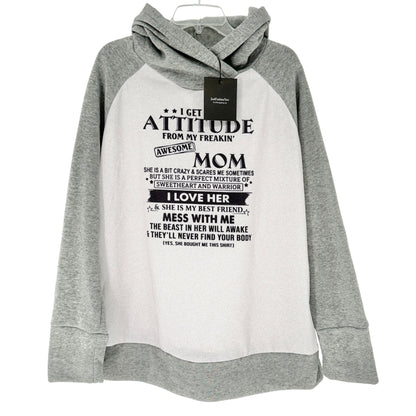 JustFashionNow Hooded Sweatshirt Womens 3XL "I Get My Attitude From My Mom" LS