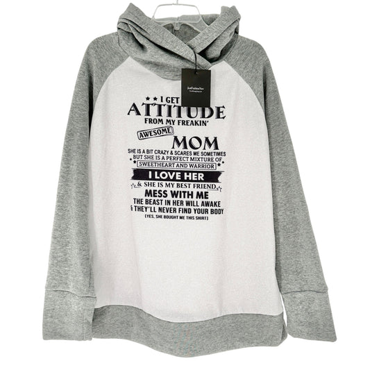 JustFashionNow Hooded Sweatshirt Womens 3XL "I Get My Attitude From My Mom" LS