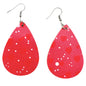 Red Faux Leather Earrings Hearts Polka Dots Pattern Love Valentines Day 3" Drop