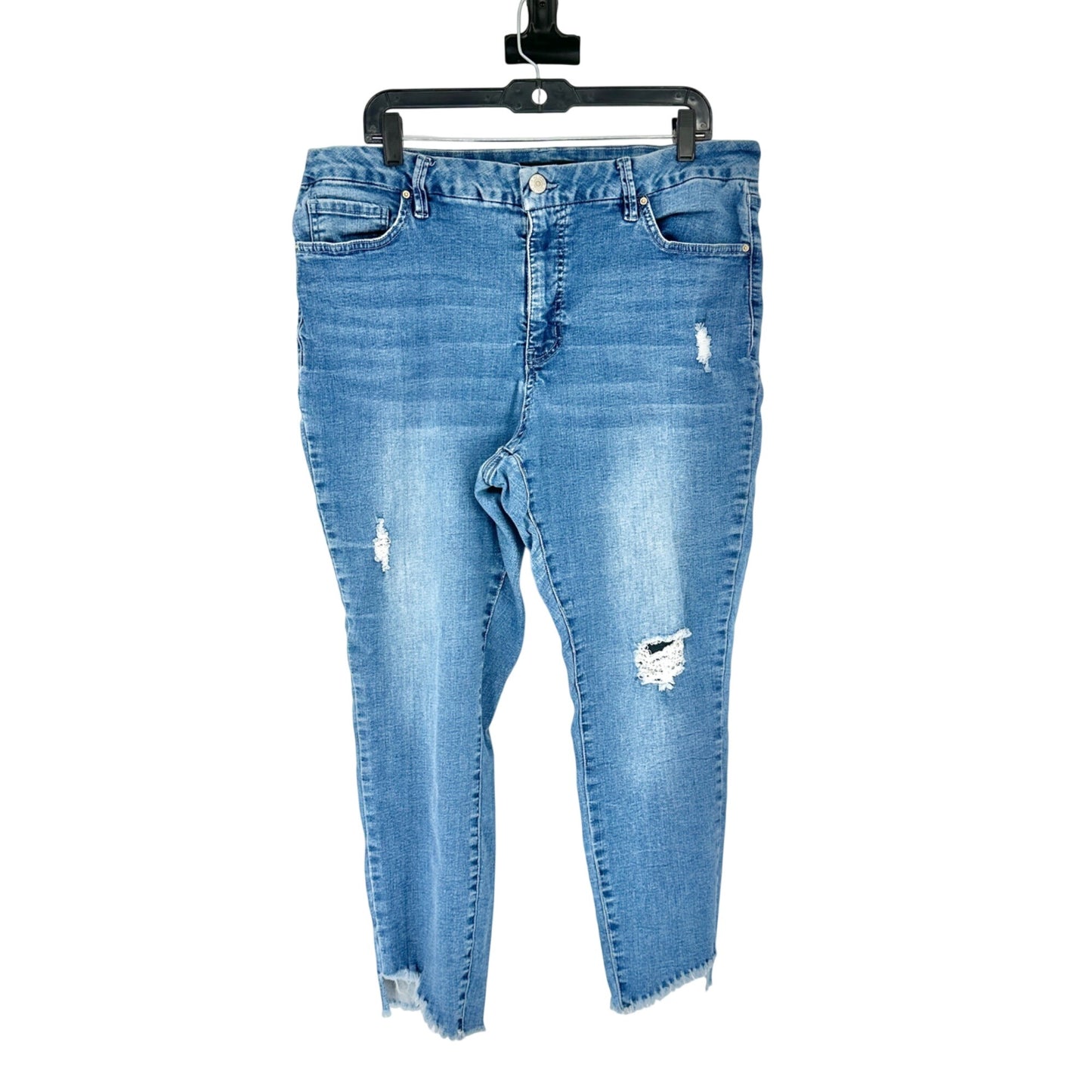Royalty For Me Denim Jeans Womens Size 18W Curvy Fit Distressed Light Wash