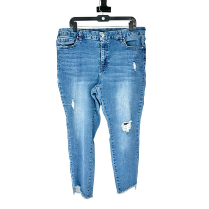 Royalty For Me Denim Jeans Womens Size 18W Curvy Fit Distressed Light Wash