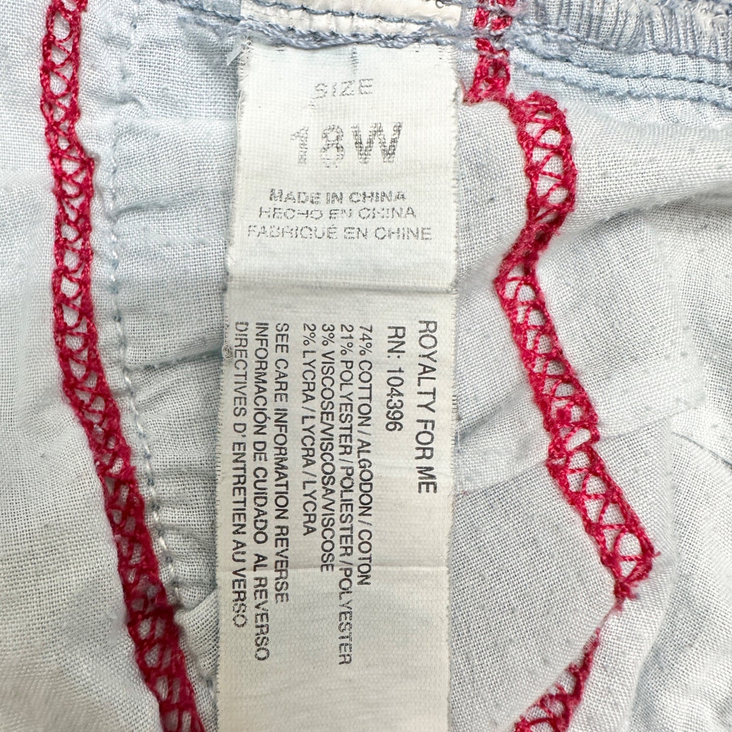Royalty For Me Denim Jeans Womens Size 18W Curvy Fit Distressed Light Wash