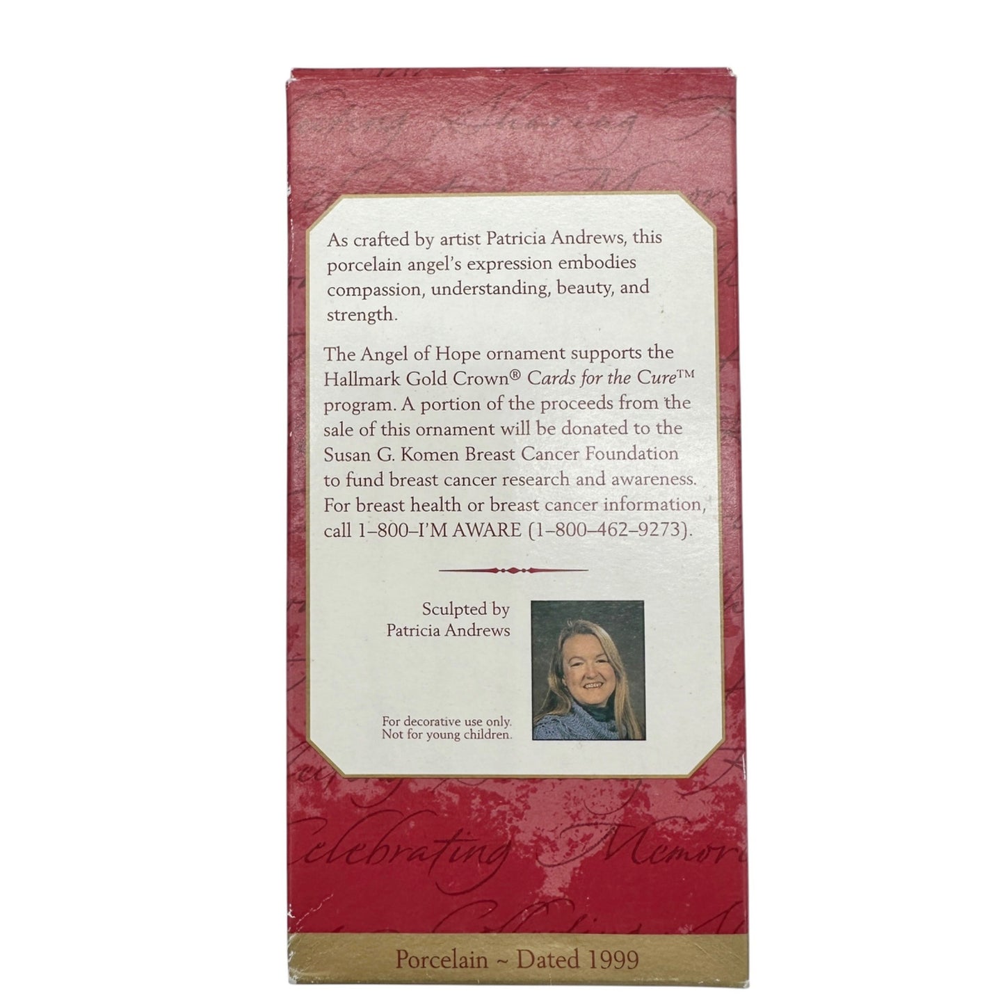Hallmark Keepsake Angel Of Hope Ornament 1999 Porcelain P Andrews Breast Cancer