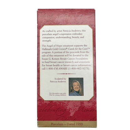 Hallmark Keepsake Angel Of Hope Ornament 1999 Porcelain P Andrews Breast Cancer